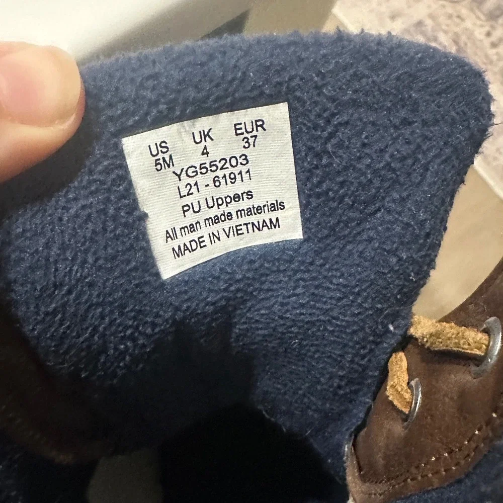 Sperry Top Sider Duck Boots Brown Leather‎ Navy Rubber Lace Up Women 5M